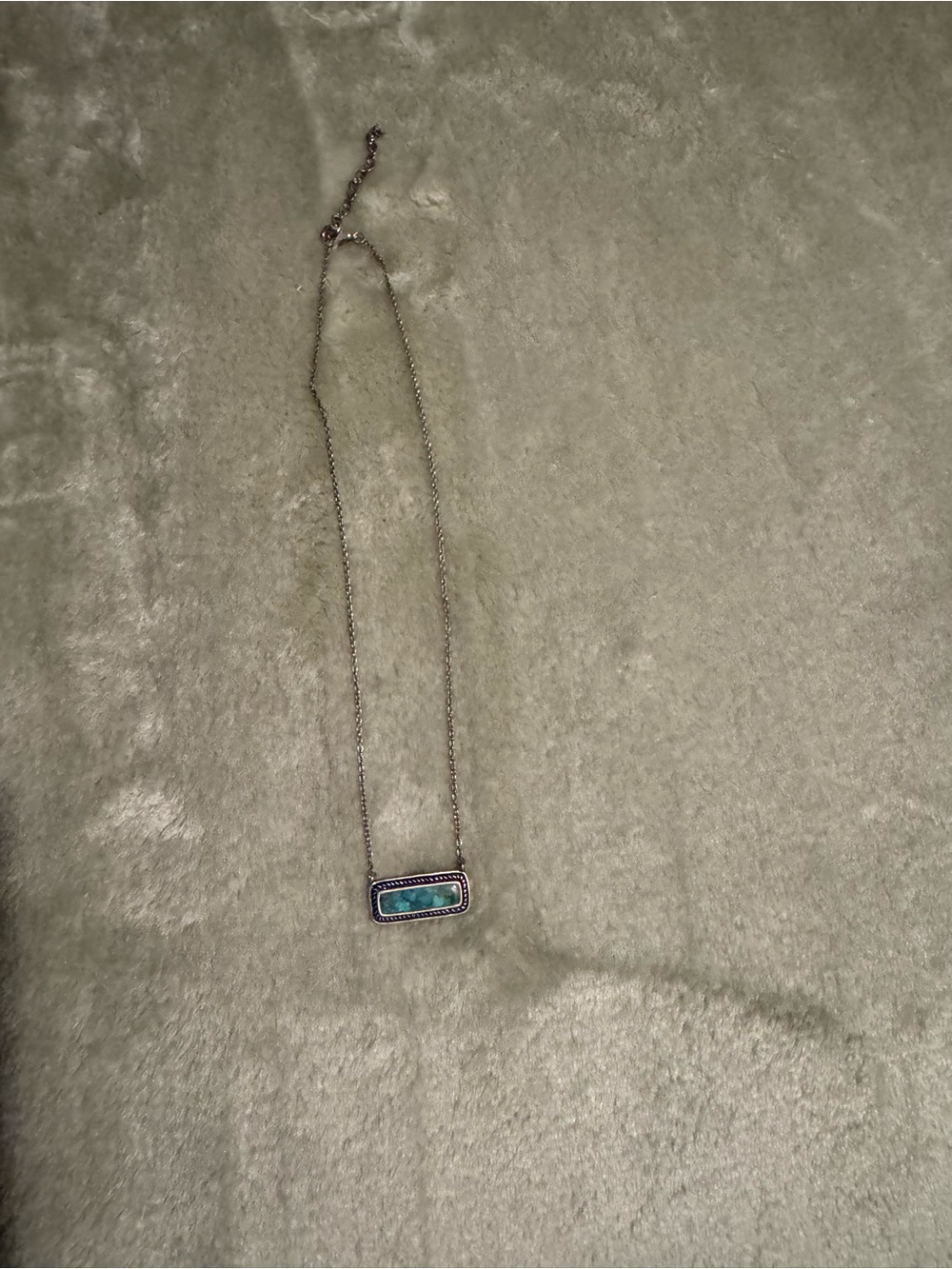 Delicate Silver Necklace with Turquoise Stone Bar Pendant